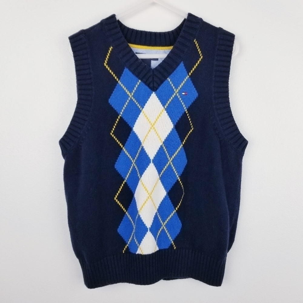 Tommy Hilfiger Navy Blue Argyle Sweater Vest, size 5